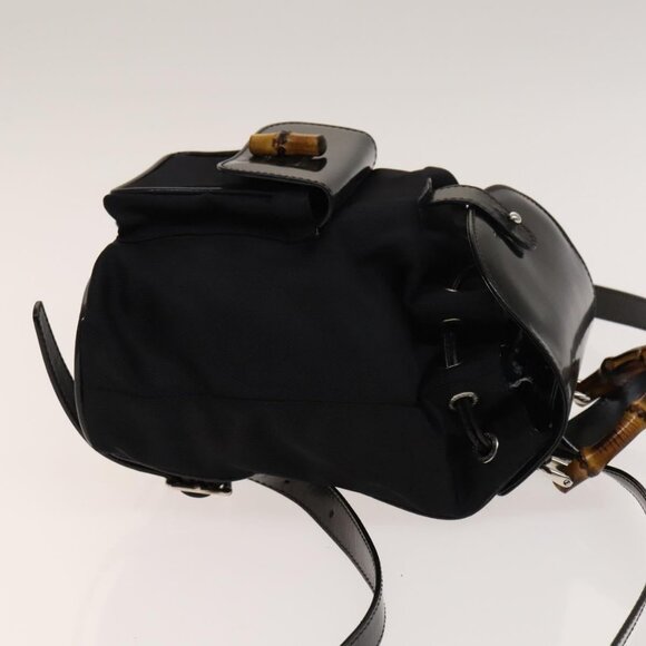 GUCCI Bamboo Backpack Canvas Black Silver 003 1998 0030 Auth 140163 - Picture 4 of 16